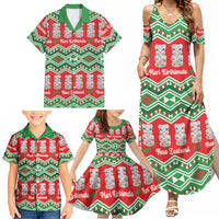 New Zealand Christmas In July Family Matching Summer Maxi Dress and Hawaiian Shirt Meri Kirihimete Hei Tiki Taniko Motifs Seamless LT14 - Polynesian Pride