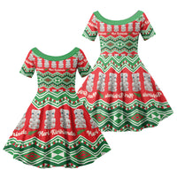 New Zealand Christmas In July Family Matching Summer Maxi Dress and Hawaiian Shirt Meri Kirihimete Hei Tiki Taniko Motifs Seamless LT14 Daughter's Dress Red - Polynesian Pride