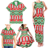 New Zealand Christmas In July Family Matching Tank Maxi Dress and Hawaiian Shirt Meri Kirihimete Hei Tiki Taniko Motifs Seamless