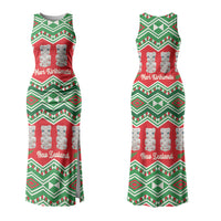 New Zealand Christmas In July Family Matching Tank Maxi Dress and Hawaiian Shirt Meri Kirihimete Hei Tiki Taniko Motifs Seamless LT14 Mom's Dress Red - Polynesian Pride