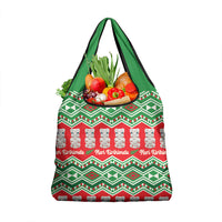 New Zealand Christmas In July Grocery Bag Meri Kirihimete Hei Tiki Taniko Motifs Seamless
