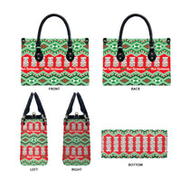 New Zealand Christmas In July Leather Bag Meri Kirihimete Hei Tiki Taniko Motifs Seamless