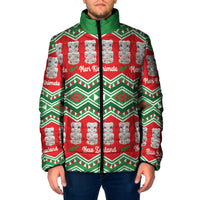 New Zealand Christmas In July Padded Jacket Meri Kirihimete Hei Tiki Taniko Motifs Seamless