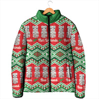 New Zealand Christmas In July Padded Jacket Meri Kirihimete Hei Tiki Taniko Motifs Seamless