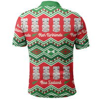 New Zealand Christmas In July Polo Shirt Meri Kirihimete Hei Tiki Taniko Motifs Seamless LT14 - Polynesian Pride