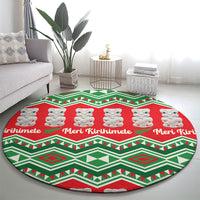New Zealand Christmas In July Round Carpet Meri Kirihimete Hei Tiki Taniko Motifs Seamless
