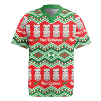 New Zealand Christmas In July Rugby Jersey Meri Kirihimete Hei Tiki Taniko Motifs Seamless