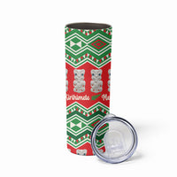New Zealand Christmas In July Skinny Tumbler Meri Kirihimete Hei Tiki Taniko Motifs Seamless