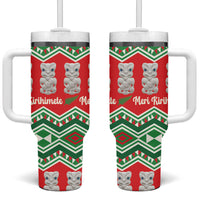 New Zealand Christmas In July Tumbler With Handle Meri Kirihimete Hei Tiki Taniko Motifs Seamless