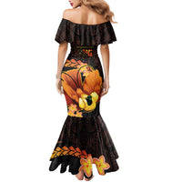 Papua New Guinea Independence Day Family Matching Mermaid Dress and Hawaiian Shirt 50th Anniversary Papua Niu Gini Bird Of Paradise LT14