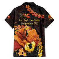 Papua New Guinea Independence Day Family Matching Off The Shoulder Long Sleeve Dress and Hawaiian Shirt 50th Anniversary Papua Niu Gini Bird Of Paradise LT14