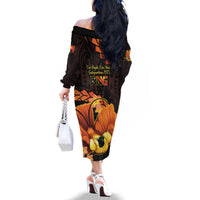 Papua New Guinea Independence Day Family Matching Off The Shoulder Long Sleeve Dress and Hawaiian Shirt 50th Anniversary Papua Niu Gini Bird Of Paradise LT14