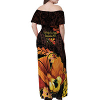 Papua New Guinea Independence Day Off Shoulder Maxi Dress 50th Anniversary Papua Niu Gini Bird Of Paradise LT14