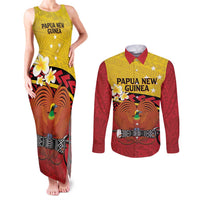 Papua New Guinea Independence Day Couples Matching Tank Maxi Dress and Long Sleeve Button Shirt Since 1975 Unity In Diversity LT14 Red - Polynesian Pride