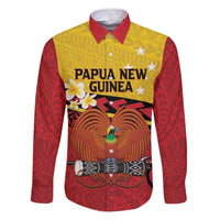 Papua New Guinea Independence Day Family Matching Puletasi and Hawaiian Shirt Since 1975 Unity In Diversity LT14 Dad's Shirt - Long Sleeve Red - Polynesian Pride