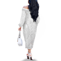 Samoa White Sunday Family Matching Off The Shoulder Long Sleeve Dress and Hawaiian Shirt Lotu Tamaiti Siapo With Teuila