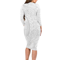 Samoa White Sunday Long Sleeve Bodycon Dress Lotu Tamaiti Siapo With Teuila
