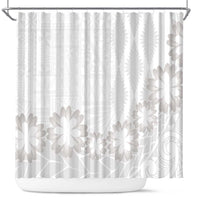 Tonga White Sunday Shower Curtain Manuia le Aso Sa o Tamaiti Heilala With Ngatu Pattern
