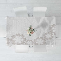 Tonga White Sunday Tablecloth Manuia le Aso Sa o Tamaiti Heilala With Ngatu Pattern