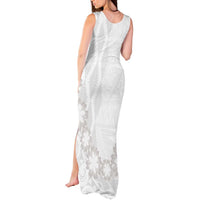 Tonga White Sunday Tank Maxi Dress Manuia le Aso Sa o Tamaiti Heilala With Ngatu Pattern