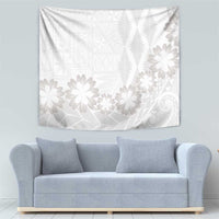 Tonga White Sunday Tapestry Manuia le Aso Sa o Tamaiti Heilala With Ngatu Pattern