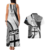 Fiji Rugby Couples Matching Tank Maxi Dress and Hawaiian Shirt World Cup 2023 Go Champions Fijian Tapa Black Version LT14 - Polynesian Pride