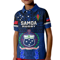Samoa Rugby Kid Polo Shirt World Cup 2023 Go Champions Manu Samoa LT14 Kid Blue - Polynesian Pride