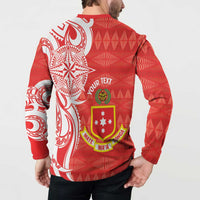 Personalised Kolisi Tonga Button Sweatshirt Mate Maa Tonga Ngatu Pattern - Polynesian Pride