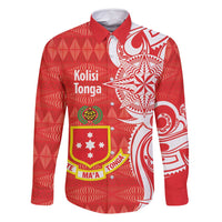 Personalised Kolisi Tonga Family Matching Long Sleeve Bodycon Dress and Hawaiian Shirt Mate Maa Tonga Ngatu Pattern - Polynesian Pride