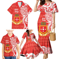 Personalised Kolisi Tonga Family Matching Mermaid Dress and Hawaiian Shirt Mate Maa Tonga Ngatu Pattern - Polynesian Pride