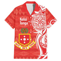 Personalised Kolisi Tonga Family Matching Off Shoulder Short Dress and Hawaiian Shirt Mate Maa Tonga Ngatu Pattern - Polynesian Pride