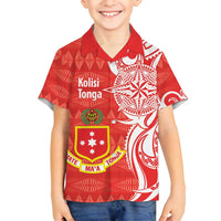 Personalised Kolisi Tonga Family Matching Off Shoulder Short Dress and Hawaiian Shirt Mate Maa Tonga Ngatu Pattern - Polynesian Pride