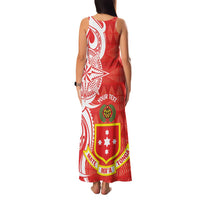 Personalised Kolisi Tonga Family Matching Tank Maxi Dress and Hawaiian Shirt Mate Maa Tonga Ngatu Pattern - Polynesian Pride