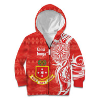 Personalised Kolisi Tonga Kid Hoodie Mate Maa Tonga Ngatu Pattern - Polynesian Pride