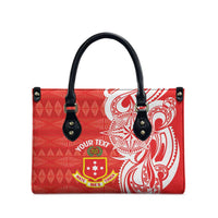 Personalised Kolisi Tonga Leather Bag Mate Maa Tonga Ngatu Pattern - Polynesian Pride