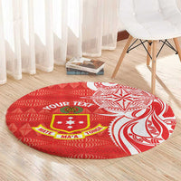 Personalised Kolisi Tonga Round Carpet Mate Maa Tonga Ngatu Pattern - Polynesian Pride