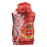 Personalised Kolisi Tonga Sleeveless Zip Hoodie Mate Maa Tonga Ngatu Pattern - Polynesian Pride
