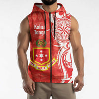 Personalised Kolisi Tonga Sleeveless Zip Hoodie Mate Maa Tonga Ngatu Pattern LT14 - Polynesian Pride