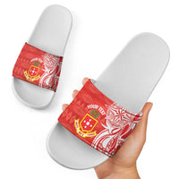 Personalised Kolisi Tonga Slide Sandals Mate Maa Tonga Ngatu Pattern - Polynesian Pride