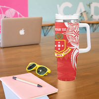 Personalised Kolisi Tonga Tumbler With Handle Mate Maa Tonga Ngatu Pattern - Polynesian Pride