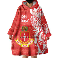 Personalised Kolisi Tonga Wearable Blanket Hoodie Mate Maa Tonga Ngatu Pattern - Polynesian Pride