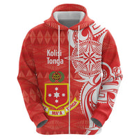 Personalised Kolisi Tonga Zip Hoodie Mate Maa Tonga Ngatu Pattern - Polynesian Pride