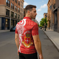 Personalised Kolisi Tonga Zipper Polo Shirt Mate Maa Tonga Ngatu Pattern - Polynesian Pride