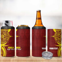 Personalised Tonga High School 4 in 1 Can Cooler Tumbler THS Tongan Ngatu Pattern - Polynesian Pride