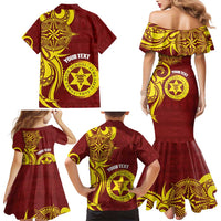 Personalised Tonga High School Family Matching Mermaid Dress and Hawaiian Shirt THS Tongan Ngatu Pattern - Polynesian Pride