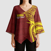 Personalised Tonga High School Kimono Sleeve Blouse THS Tongan Ngatu Pattern - Polynesian Pride