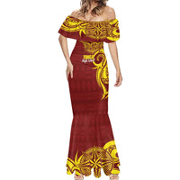 Personalised Tonga High School Mermaid Dress THS Tongan Ngatu Pattern - Polynesian Pride