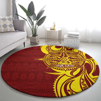 Personalised Tonga High School Round Carpet THS Tongan Ngatu Pattern - Polynesian Pride