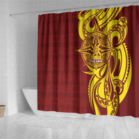 Personalised Tonga High School Shower Curtain THS Tongan Ngatu Pattern - Polynesian Pride