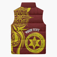 Personalised Tonga High School Sleeveless Puffer Jacket THS Tongan Ngatu Pattern - Polynesian Pride